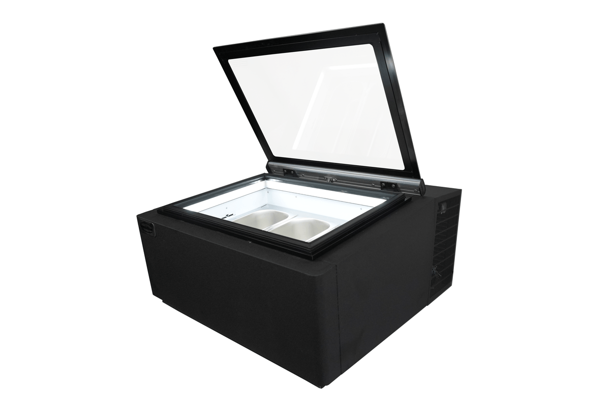 Modèle de table vitrine à creme glacée noir s'ouvre du côté client — Combisteel 7292.0020
