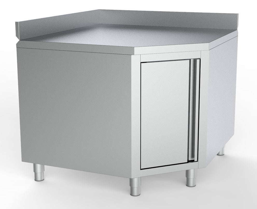 Plan de travail angle avec porte et bord relevé 1000/1000 pour 600mm tables — Combisteel 7333.0290