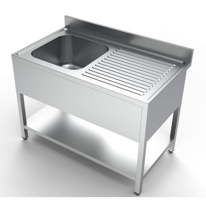 Bloc-évier inox AISI 304 avec étagère – 500x500x300 mm – Pieds réglables