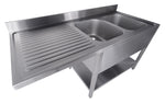 700 bloc-évier étagère lave-vaisselle démontable 2 à droite 1600 — Combisteel 7333.1425