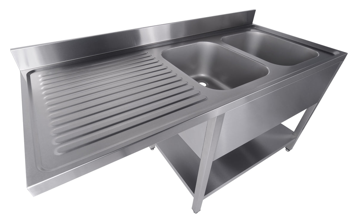 700 bloc-évier étagère lave-vaisselle démontable 2 à droite 1600 — Combisteel 7333.1425