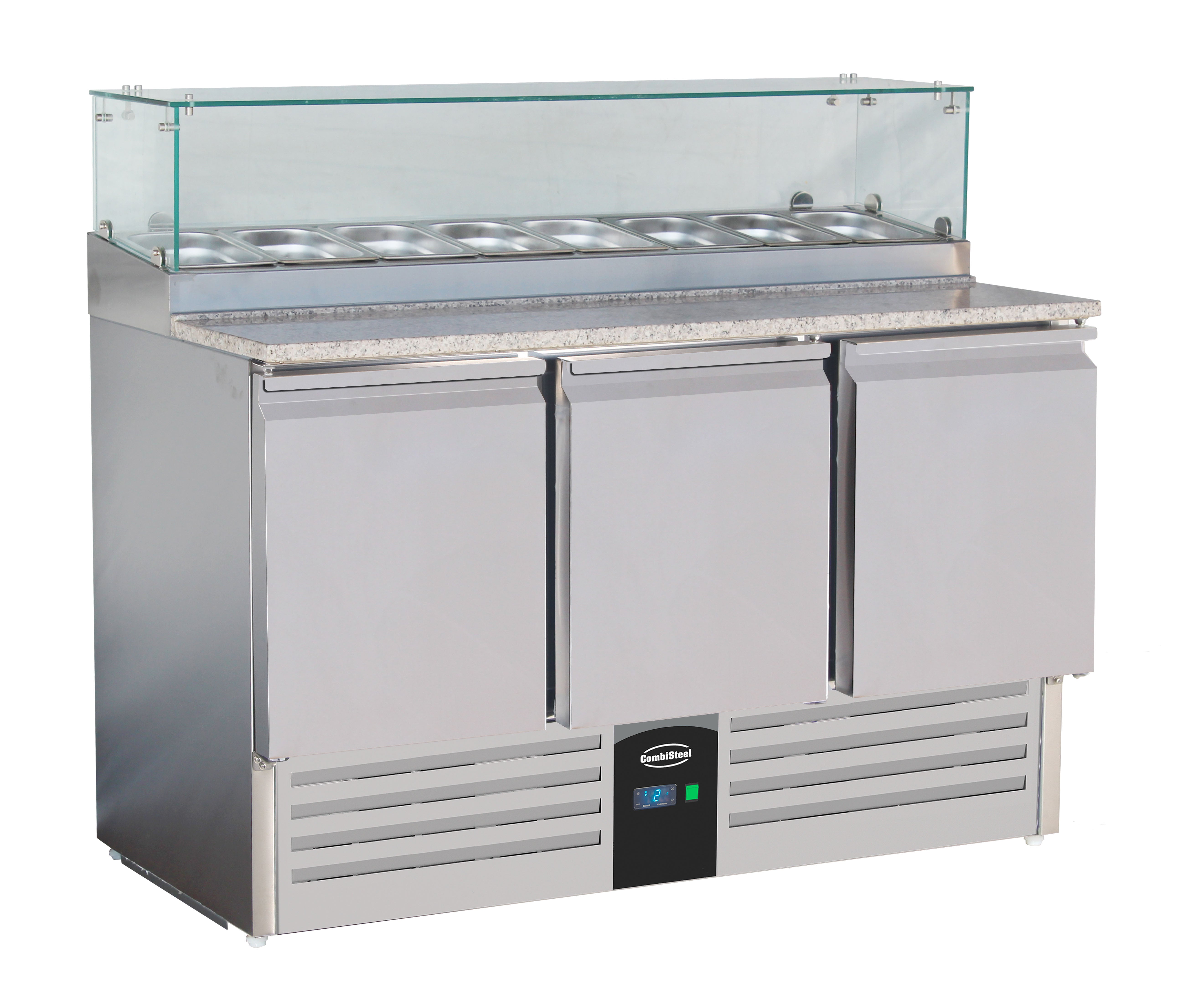 Table prép pour pizza avec verre 3 portes — Combisteel 7450.0220