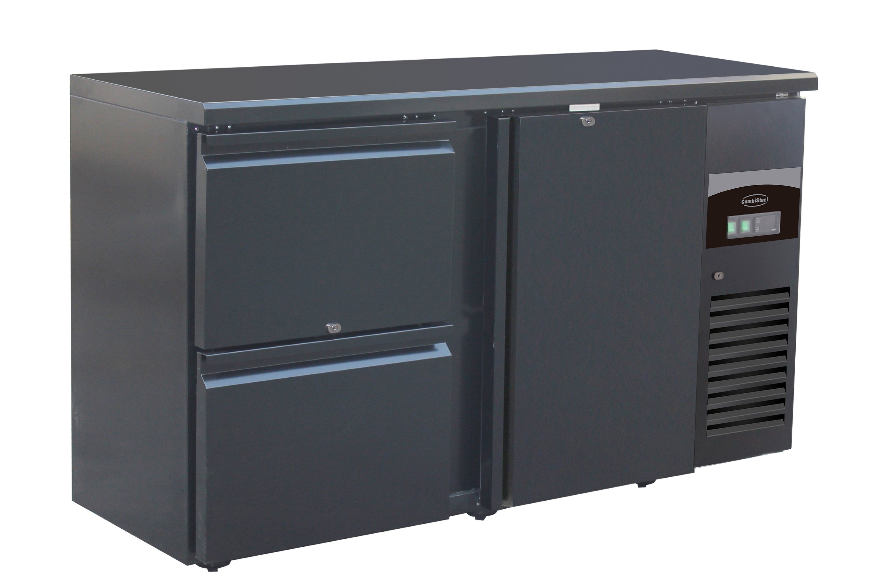 Arrière bar réfrigérée noir 1 porte et 2 tiroirs — Combisteel 7450.0316