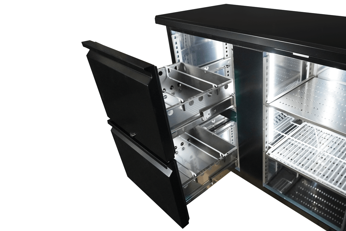 Arrière bar réfrigérée noir 1 porte et 2 tiroirs — Combisteel 7450.0316
