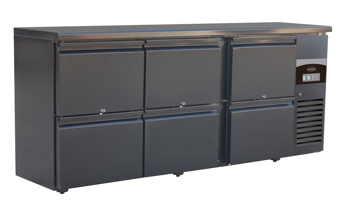 Arrière bar réfrigérée noir 6 tiroirs — Combisteel 7450.0323