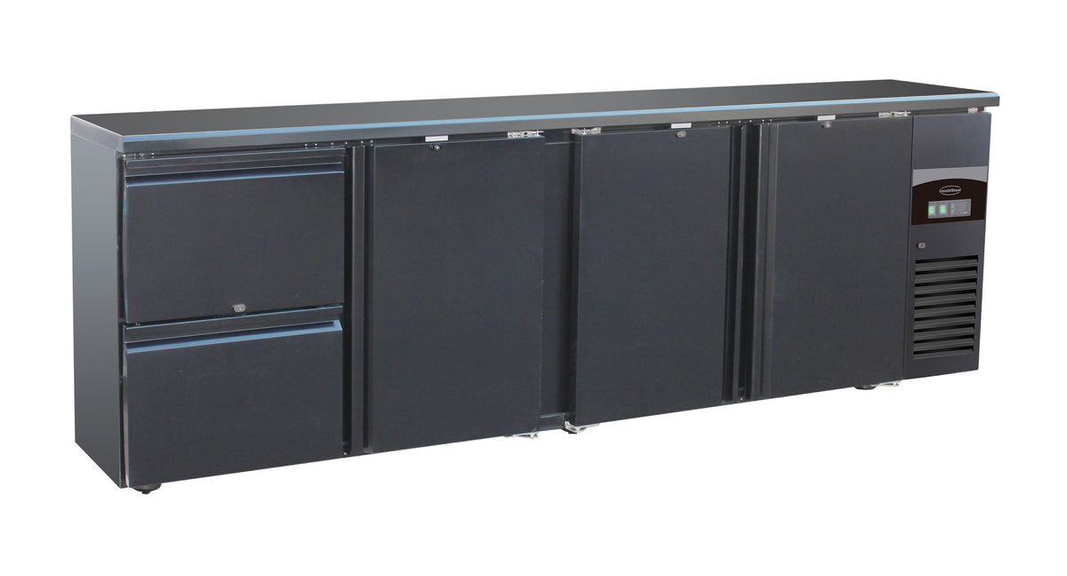 Arrière bar réfrigérée noir 3 portes et 2 tiroirs *transport sur demande* — Combisteel 7450.0326