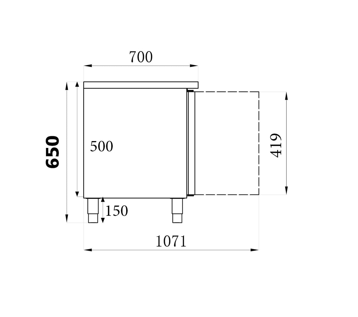 Table réfrigérée 650 haute 3 portes — Combisteel 7450.0760