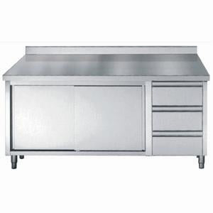 700 plan de travail portes coulisst tiroirs bord relevé 2000 — Combisteel 7452.0930