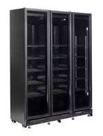 Réfrigérateur 3 portes en verre noir nap-1200 ht - avec porte chauffante — Combisteel 7455.1925