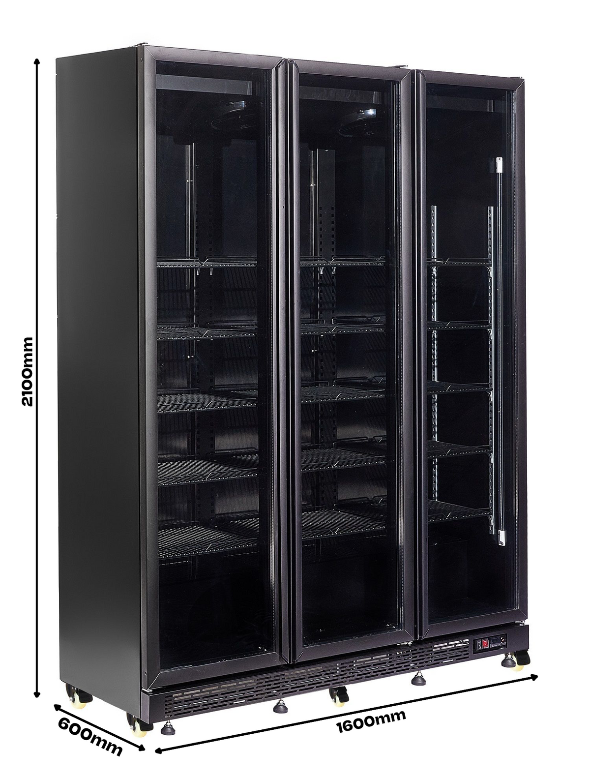 Réfrigérateur 3 portes en verre noir nap-1200 ht - avec porte chauffante — Combisteel 7455.1925