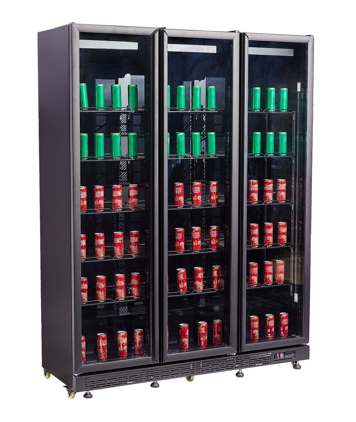 Réfrigérateur 3 portes en verre noir nap-1200 ht - avec porte chauffante — Combisteel 7455.1925