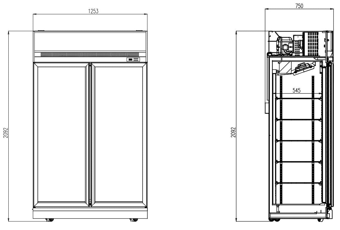 Réfrigérateur 2 portes en verre noir ins-1000r bl — Combisteel 7455.2405