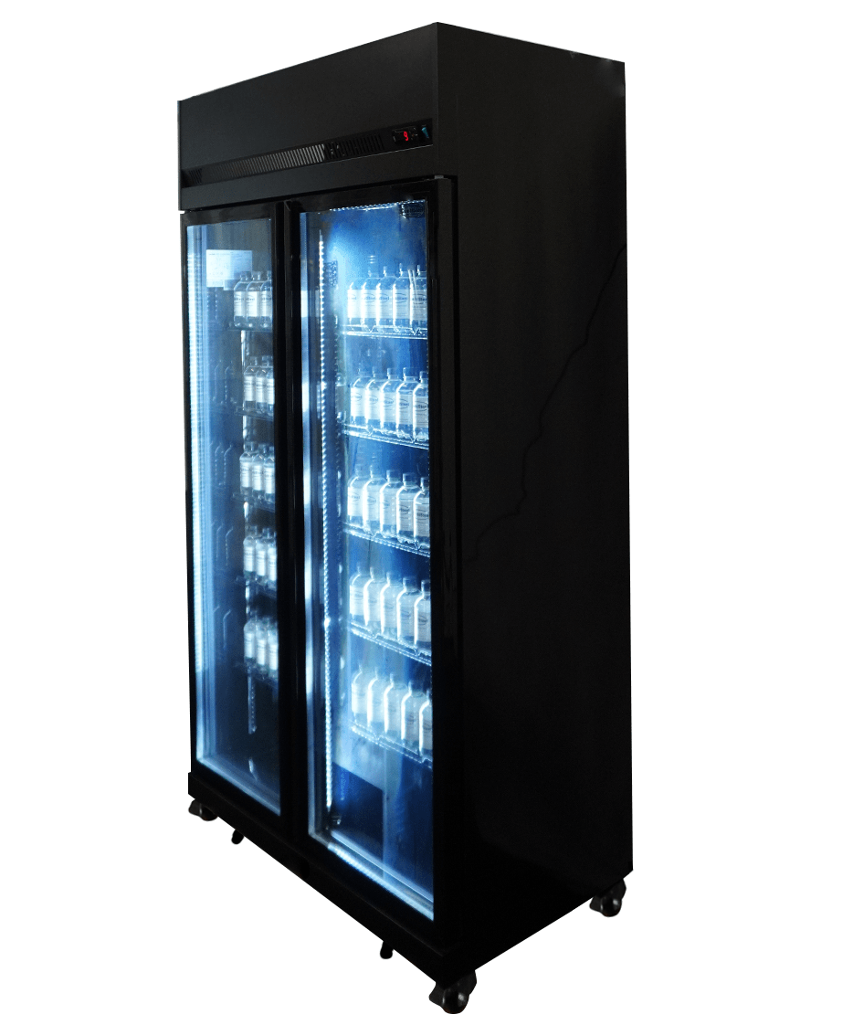 Réfrigérateur 2 portes en verre noir irm-770r bl — Combisteel 7455.3150