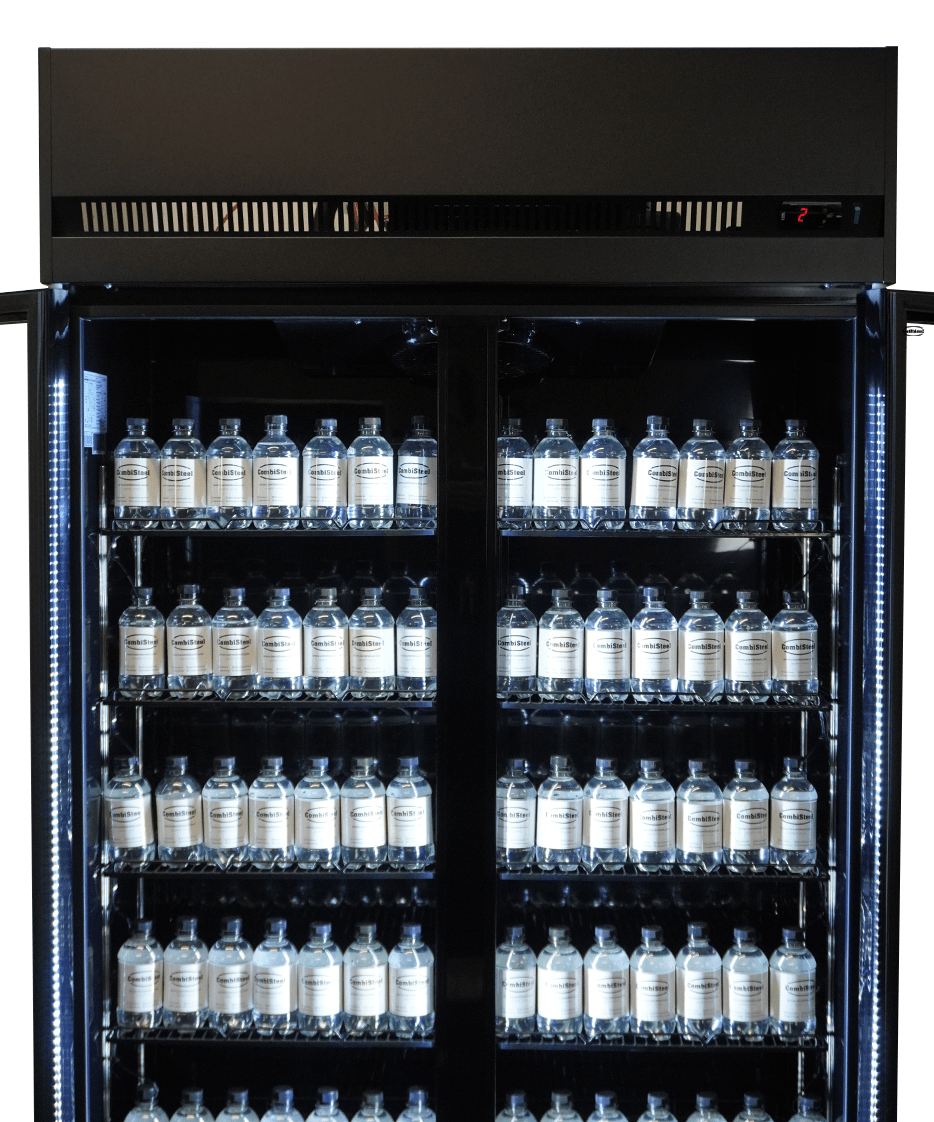Réfrigérateur 2 portes en verre noir irm-770r bl — Combisteel 7455.3150