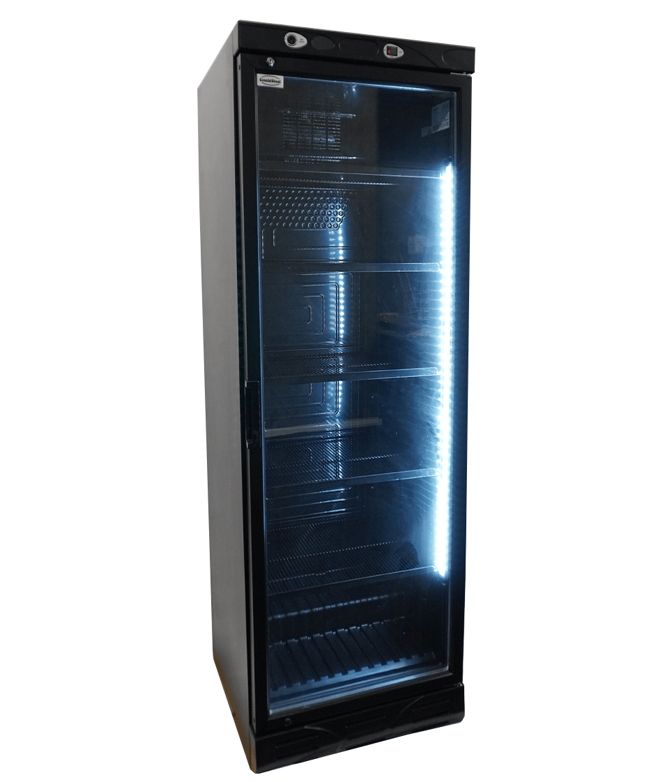Réfrigérateur 1 porte en verre 382 L noir sans canopy — Combisteel 7464.0094