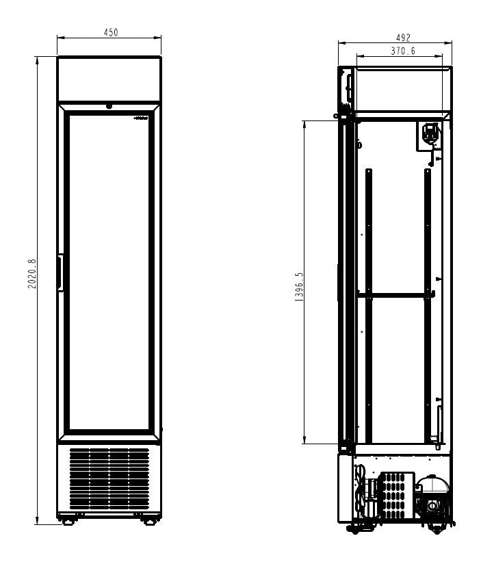 Réfrigérateur 1 porte en verre noir 232 L *transport sur demande* — Combisteel 7464.0200