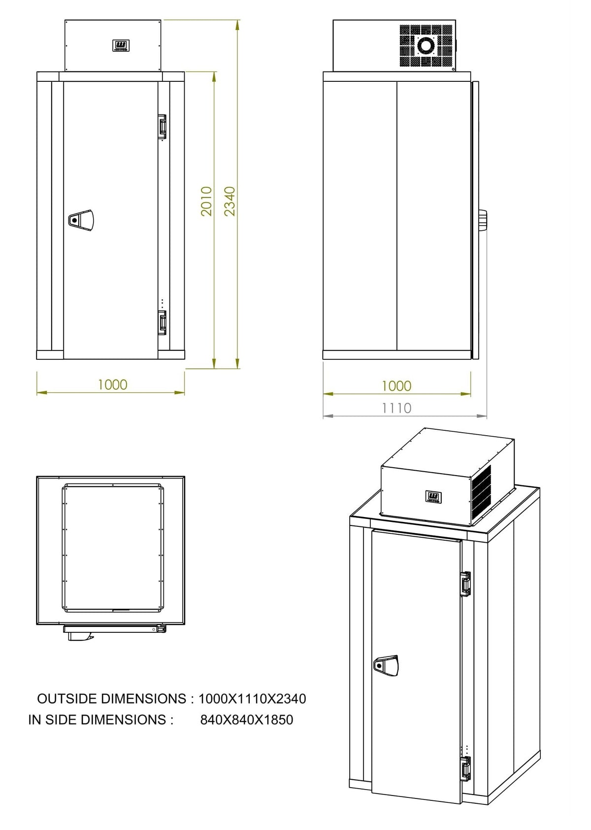 Mini chambre froid incl. unité type positif — Combisteel 7489.0300
