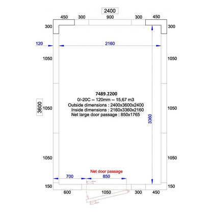 CHAMBRE FROIDE POSITIVE/NEGATIVE 2400x3600x2400 - 120 MM