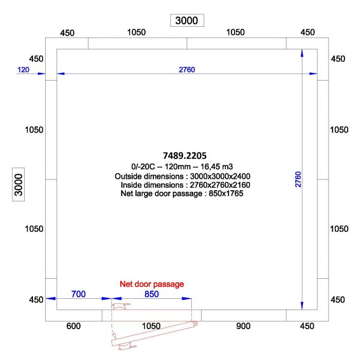 CHAMBRE FROIDE POSITIVE/NEGATIVE 3000x3000x2400 - 120 MM