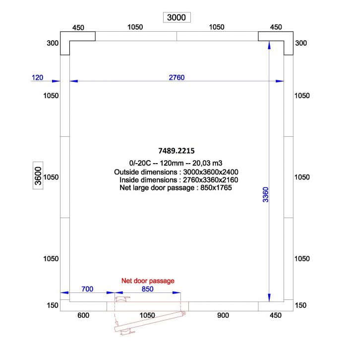CHAMBRE FROIDE POSITIVE/NEGATIVE 3000x3600x2400 - 120 MM