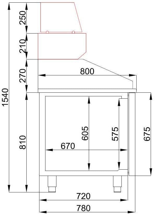 Table prép pour pizza 1 porte 5 tiroirs — Combisteel 7489.5230