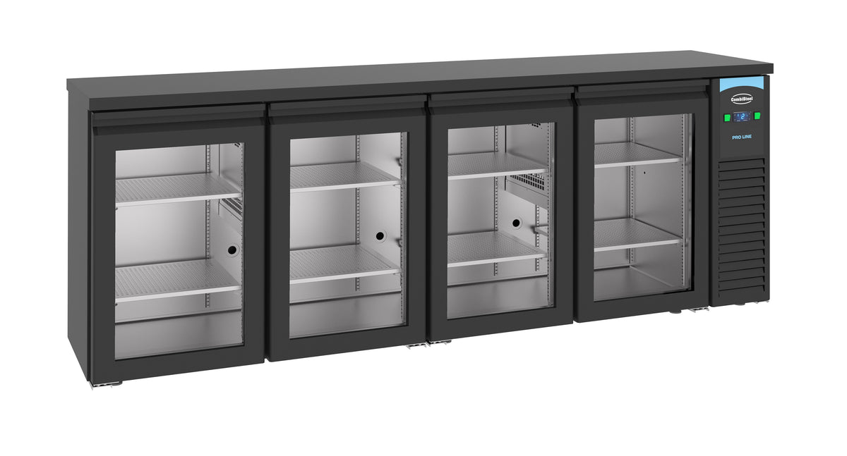 Arrière bar réfrigérée noir 4 portes en verre *transport sur demande* — Combisteel 7489.5295
