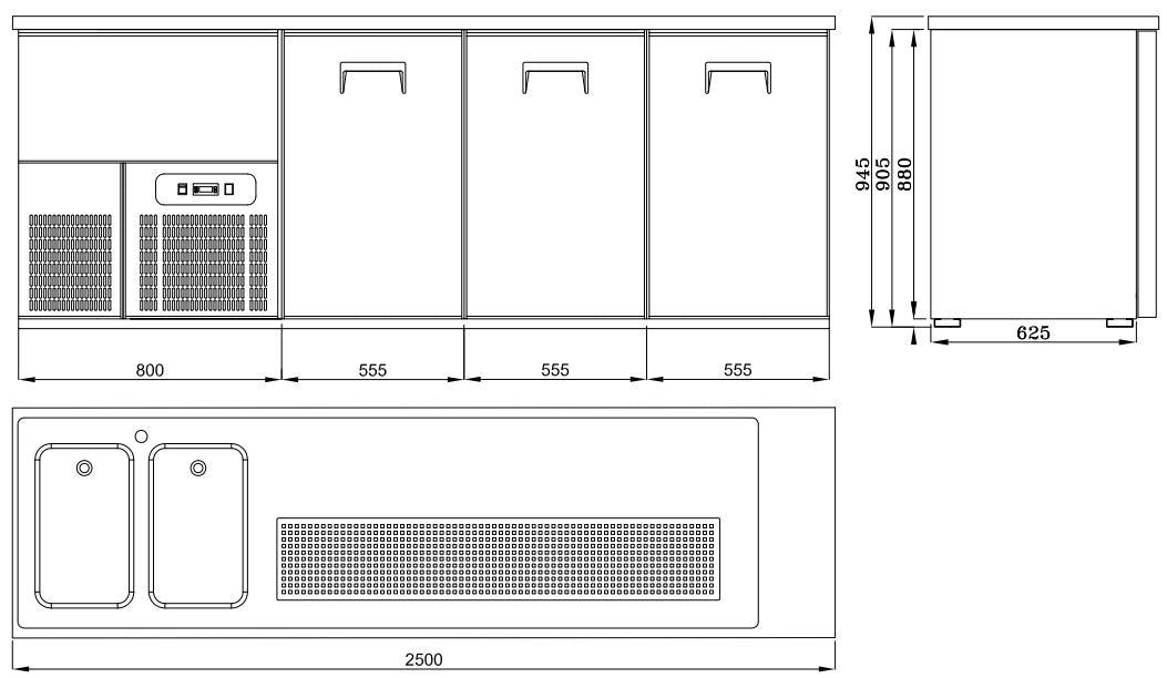 Refroidisseur de bière 3 portes 2 L — Combisteel 7489.5345