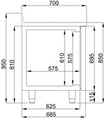700 table réfrigérée bord relevé 2 portes monoblock Energy Line — Combisteel 7489.5400
