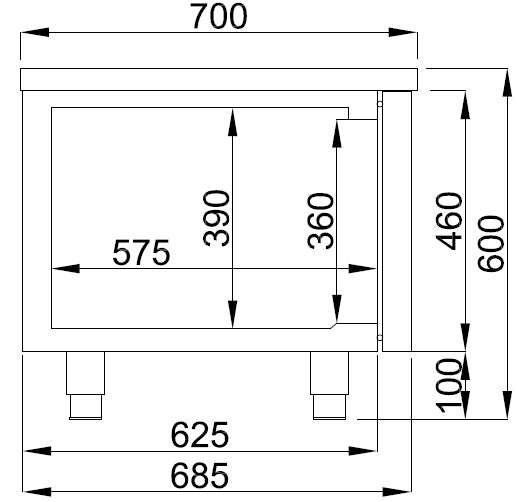 Table réfrigérée 600 haute 4 tiroirs — Combisteel 7489.5482