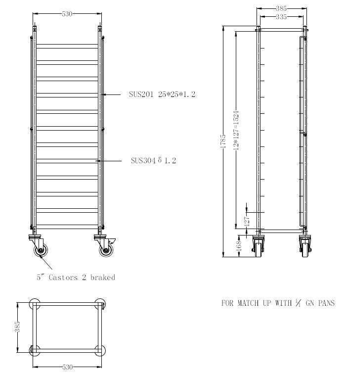 Chariots de débrassage démontable 1/1gn — Combisteel 7490.0260