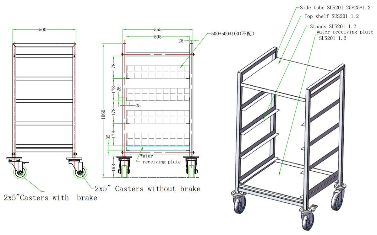 Trolley pour paniers de lavage 500x500 — Combisteel 7490.0272