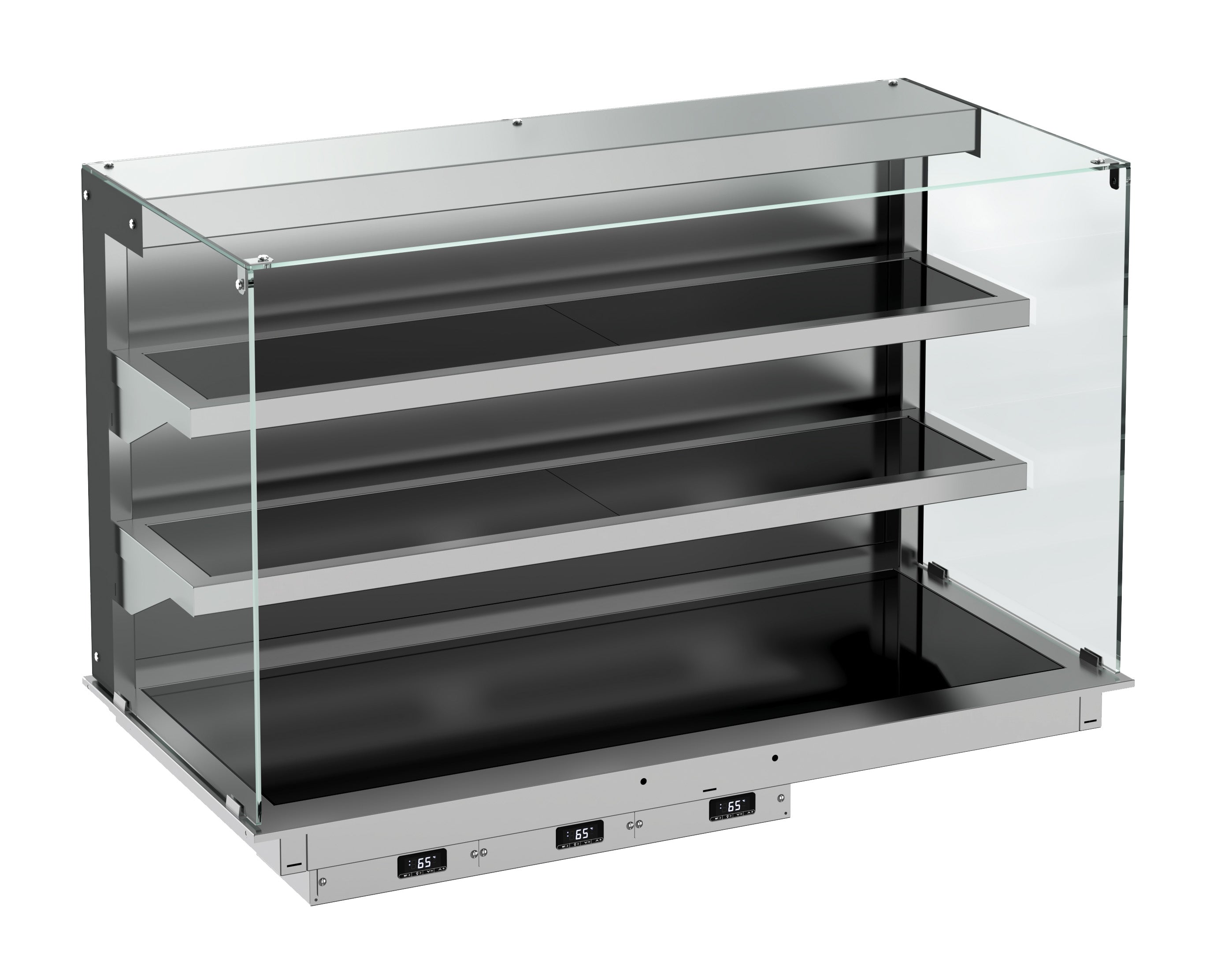 Drop-in vitrine cubique chauffante avec plaque vitro ceramique modele mural - noir 3/1 — Combisteel 7495.0360