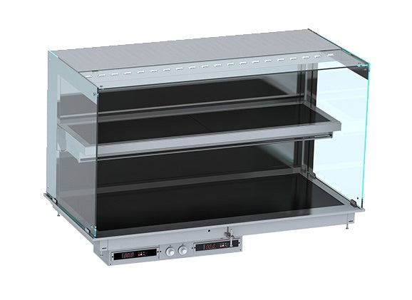 Drop-in vitrine cubique chauffante avec plaque vitro ceramique modele mural - noir 4/1 — Combisteel 7495.0365