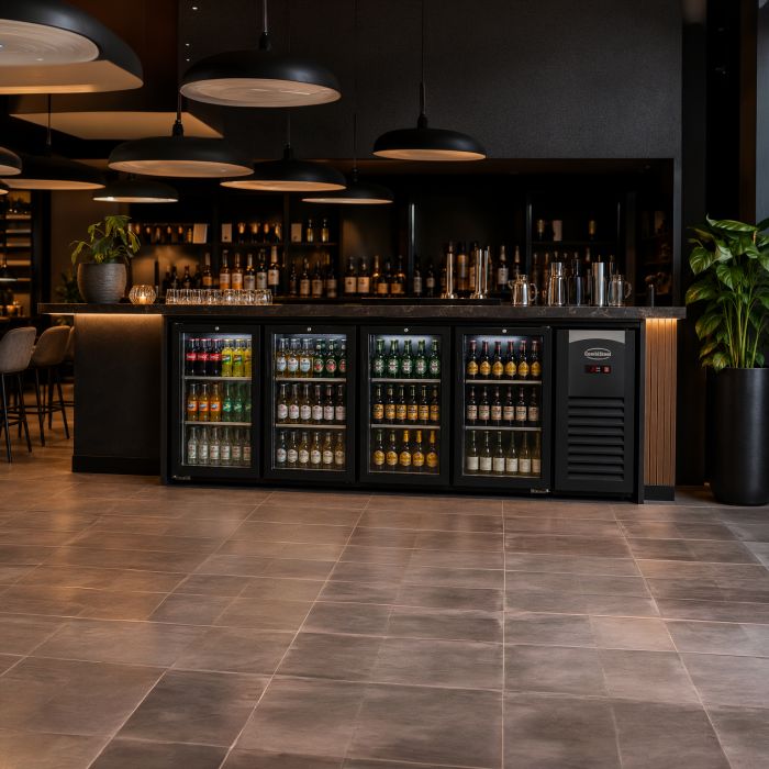 Bar réfrigéré professionnel 3 portes vitrées noir