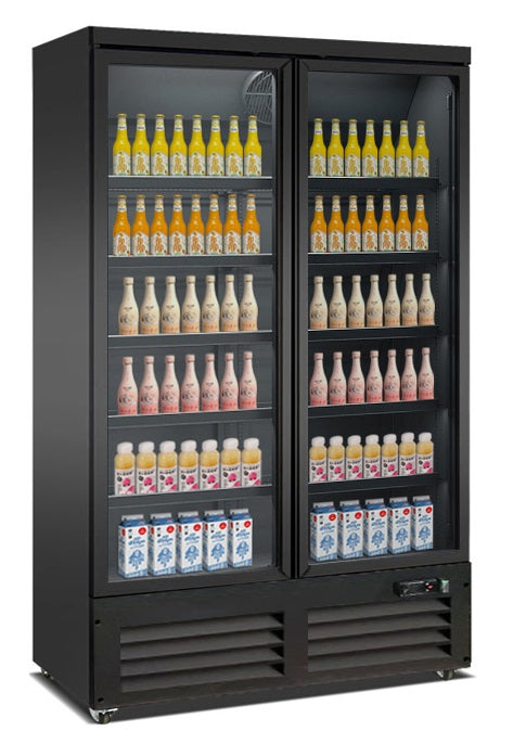 Congélateur 2 portes en verre noir ceb-1200f bl — Combisteel 7526.0125