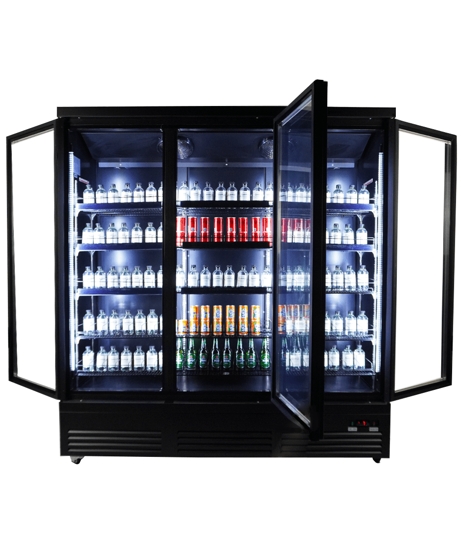 Réfrigérateur 3 portes en verre noir ceb-1600r bl — Combisteel 7526.0110