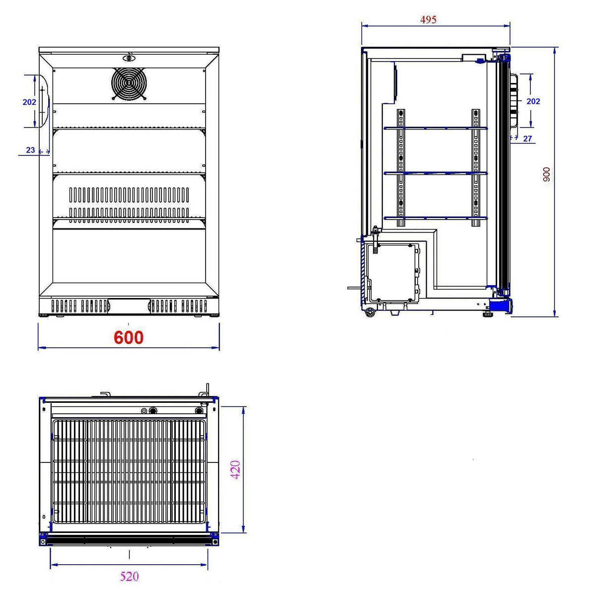 Arrière bar réfrigérée noir 1 porte — Combisteel 7527.0005
