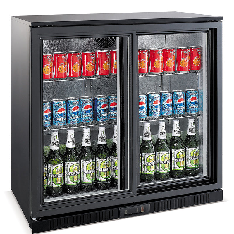 Arrière bar réfrigérée noir 2 portes coulisst — Combisteel 7527.0020