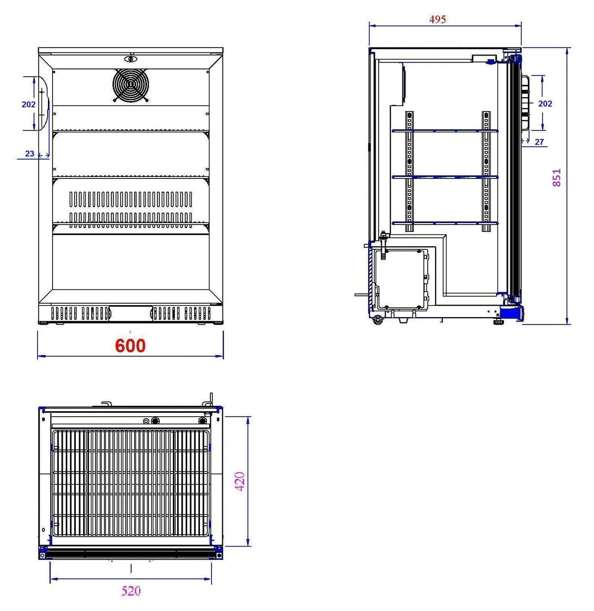 Arrière bar réfrigérée noir 1 porte — Combisteel 7527.0030