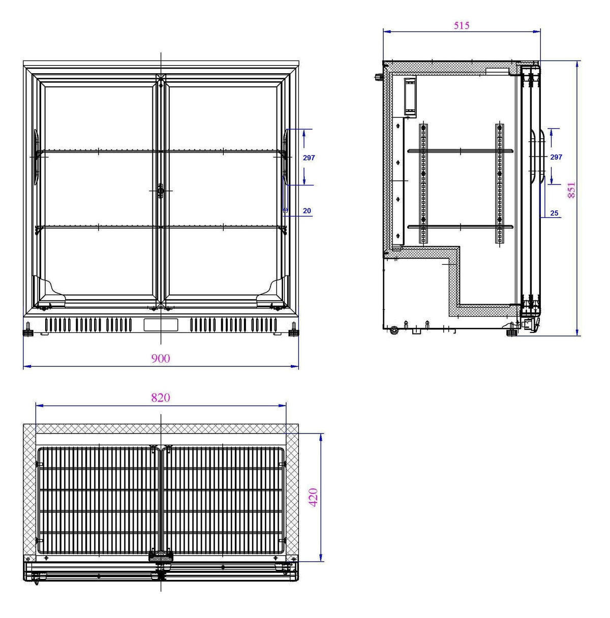 Arrière bar réfrigérée noir 2 portes coulisst — Combisteel 7527.0045