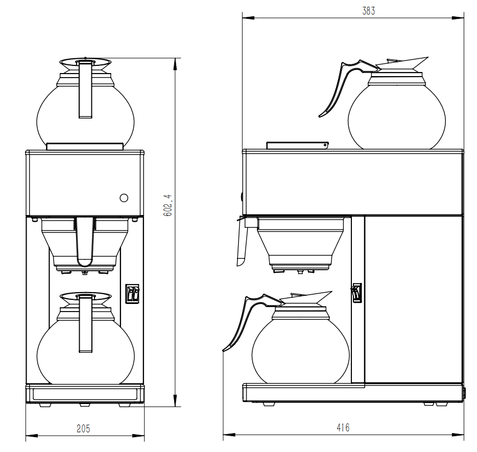 Machine de café incl. 2 carafe en verre 1.8 L — Combisteel 7535.0010