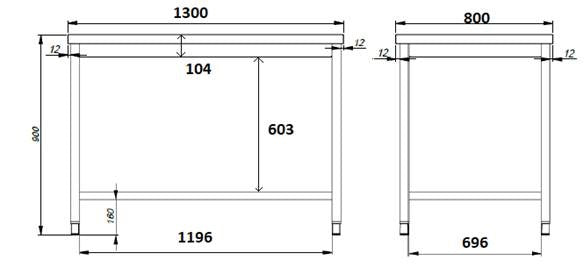 800 plan de travail essous ouvert 1300 — Combisteel 7812.0173