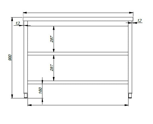 600 plan de travail 2 étagères 1300 — Combisteel 7812.0293