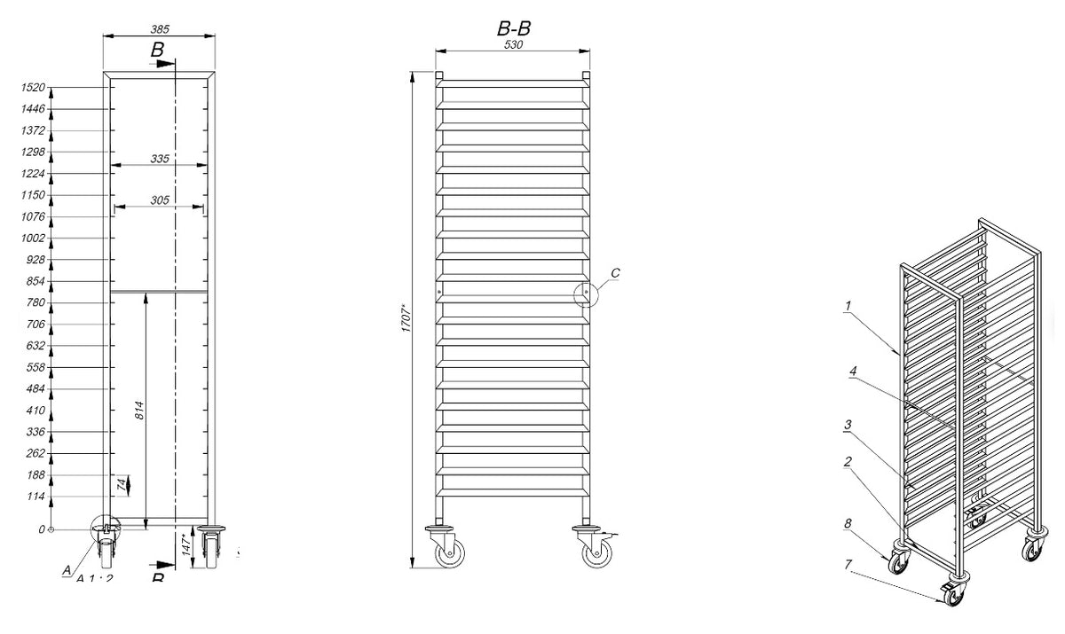 Chariots débrassage 1/1gn 20x — Combisteel 7819.0014