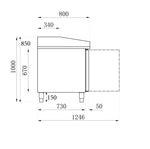 Table prép pour pizza 2 portes 7 tiroirs — Combisteel 7950.0042