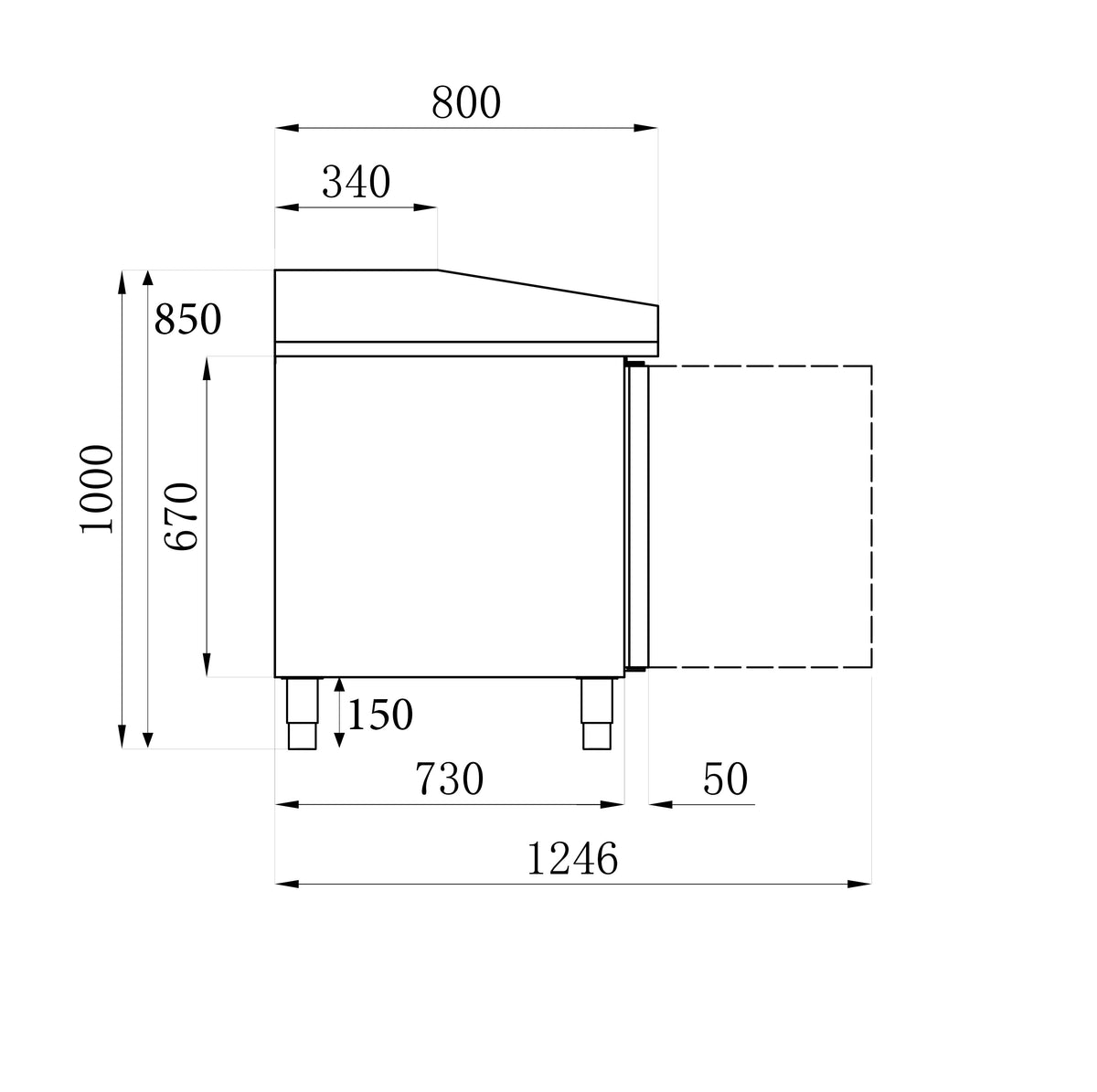 Table prép pour pizza 2 portes 7 tiroirs — Combisteel 7950.0042