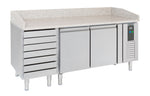 Table prép pour pizza 2 portes 7 tiroirs — Combisteel 7950.0042