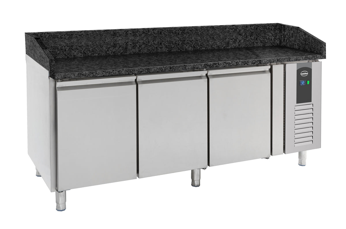 Table prép pour pizza 3 portes granit noir — Combisteel 7950.0054