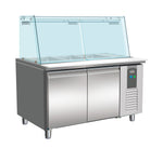 700 table réfrigérée avec verre 2 portes 3x 1/1 + 3x 1/6 GN récipient — Combisteel 7950.0422