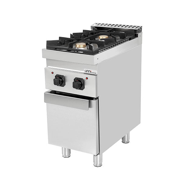 Professioneel gasfornuis 2 branders met kast Unninox G70C10K